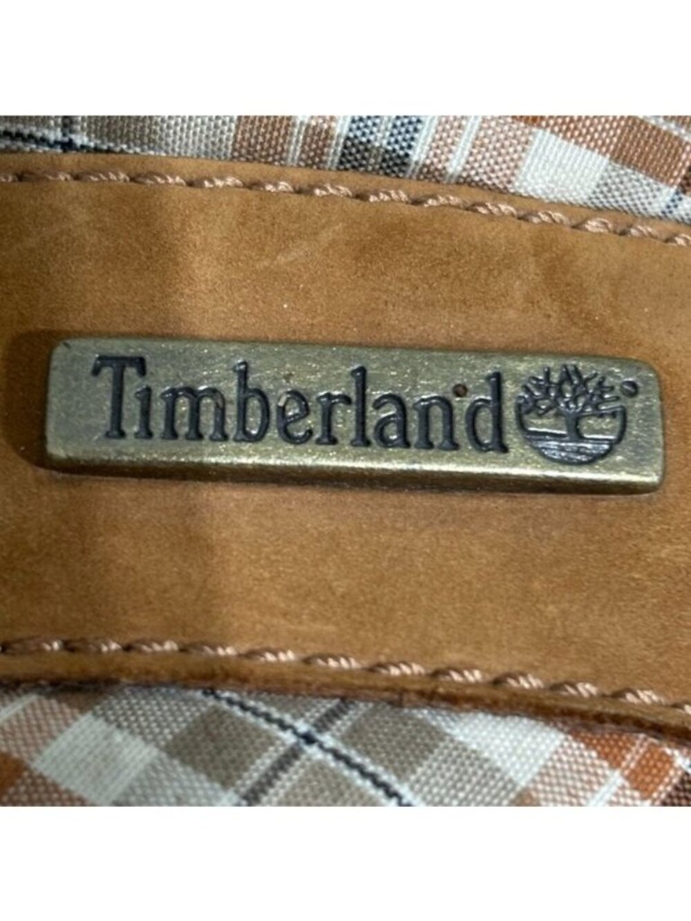 Timberland Brown Plaid Collar Hiking Boots Men’s 10M Leather Outdoor - Picture 11 of 12